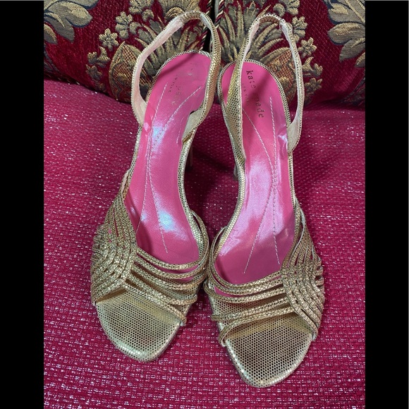 kate spade Shoes - Kate Spade metallic gold open toe heels size 7.5